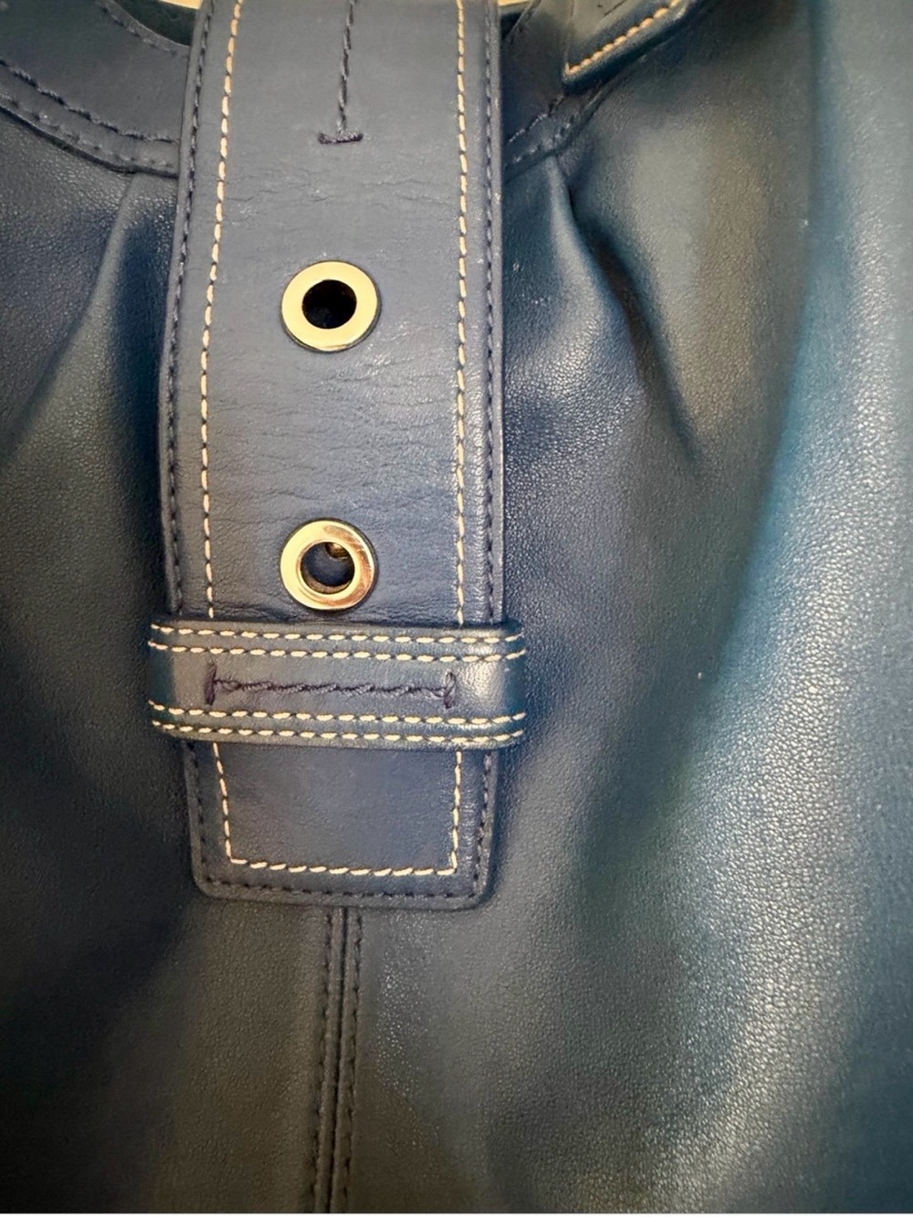 Coach Soho Pleated Leather Lynn Large Hobo Blue F15075 - Picture 3 of 16